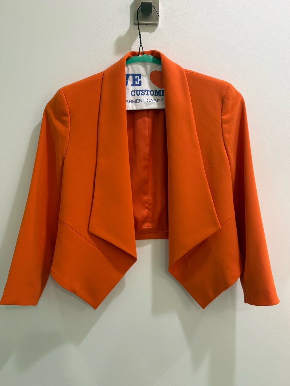 Alice & Olivia Orange Draped Crop Blazer with 3/4 Sleeves Size XS
